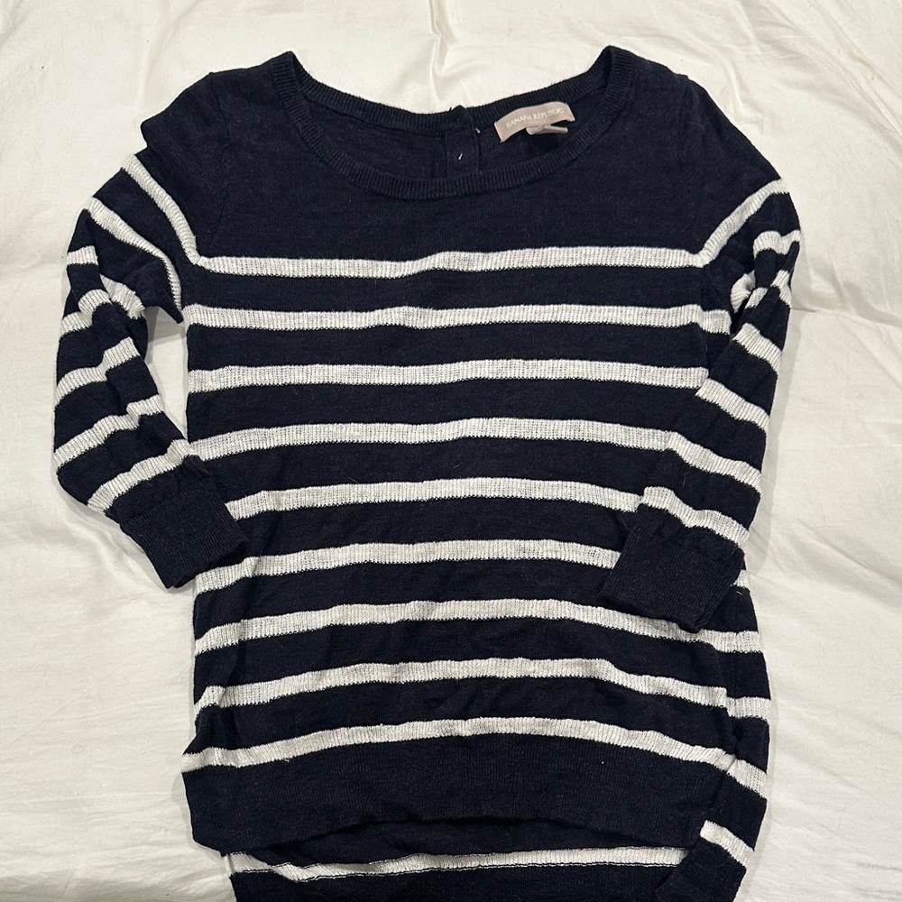 Banana Republic Navy and White Striped Sweater